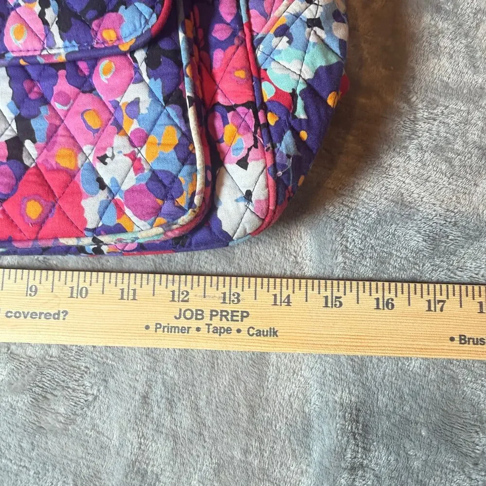 Vera Bradley Floral Quilted Satchel Purse Pink Purple Shoulder Bag Zip Top